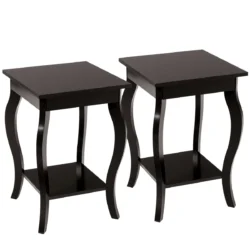 Rinkinys iš 2 šoninių staliukų 40x40x60cm., tamsiai rudos spalvos