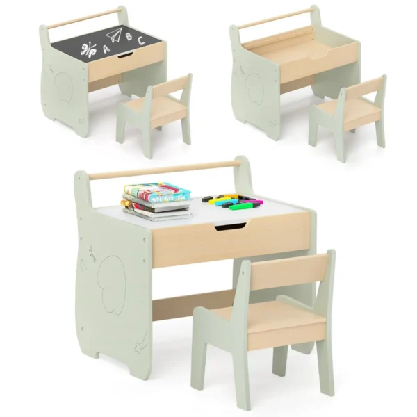 sitzgruppe-12209_1_.webp Vaikiškas stalas su kėdė, žalios/šviesiai rudos spalvos