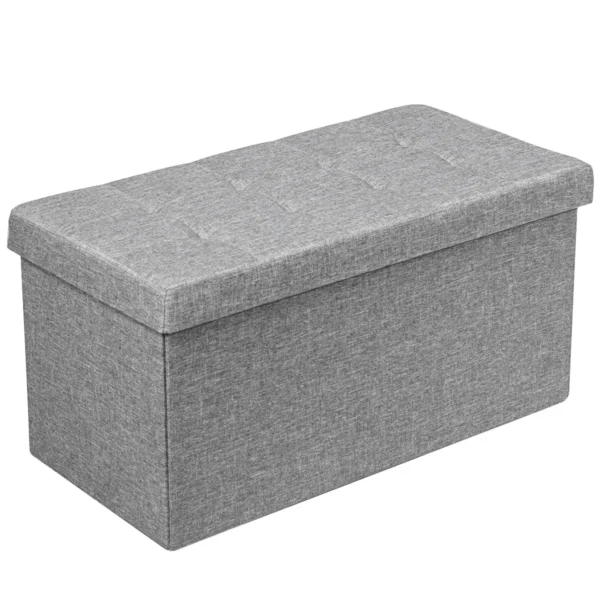 sitzhockermitstauraumklappbaresitzbankschuhbankmitgepolstertersitzflchesitztruhehellgrau_image_2.webp Pufas su daiktadėžė 80x38x38cm., pilkos spalvos