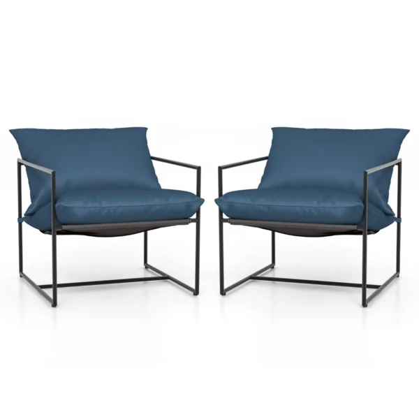 Rinkinys iš 2 fotelių 71x71x61cm., mėlynos/juodos spalvos