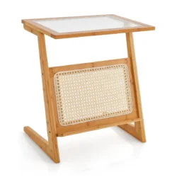 Šoninis staliukas 51,5x37x58cm., šviesiai rudos spalvos