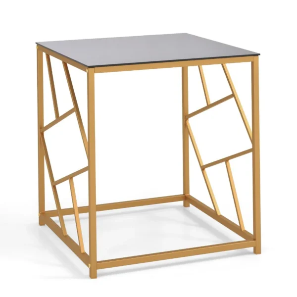 Šoninis staliukas 50x50x55cm., auksinės/juodos spalvos