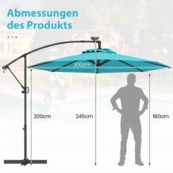 Lauko skėtis 300x245cm., mėtinės/juodos spalvos