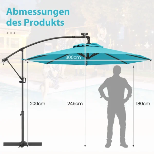 Lauko skėtis 300x245cm., mėtinės/juodos spalvos