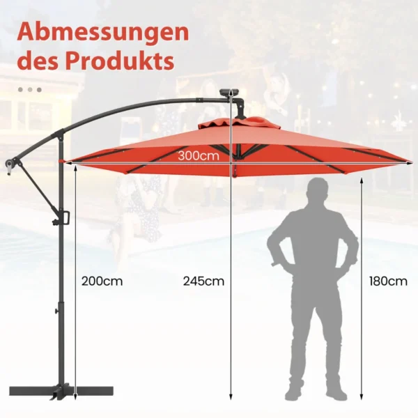 Lauko skėtis 300x245cm., oranžinės/juodos spalvos