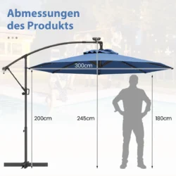 Lauko skėtis 300x245cm., mėlynos/juodos spalvos