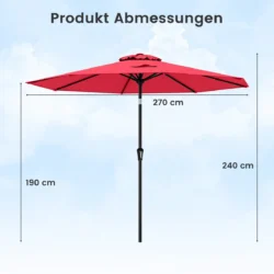 Lauko skėtis 270x240cm., raudonos/juodos spalvos