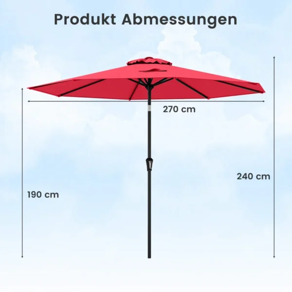 Lauko skėtis 270x240cm., raudonos/juodos spalvos
