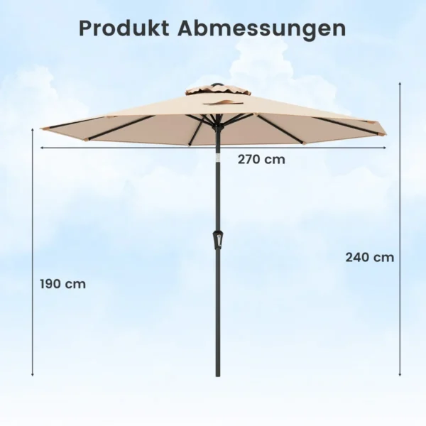 Lauko skėtis 270x240cm., šviesiai rudos/juodos spalvos