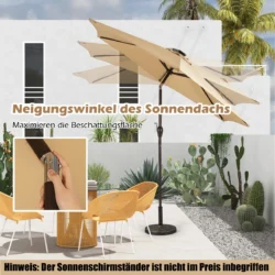 Lauko skėtis 270x235cm., smėlio/juodos spalvos