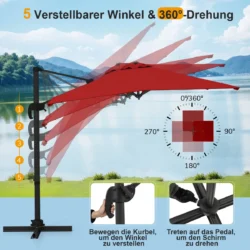 Lauko skėtis 245x245x238cm., raudonos/juodos spalvos