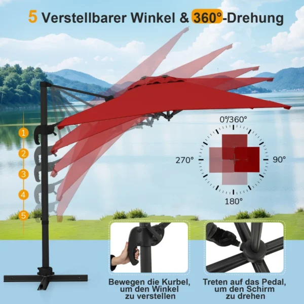 Lauko skėtis 245x245x238cm., raudonos/juodos spalvos