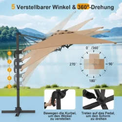 Lauko skėtis 245x245x238cm., rudos/juodos spalvos