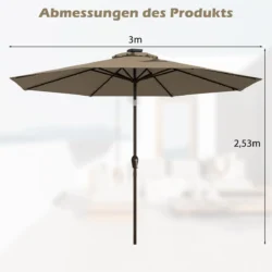 Lauko skėtis 300x253cm., rudos/juodos spalvos