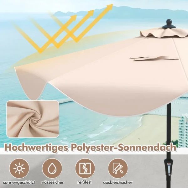 Lauko skėtis 280x245cm., smėlio/juodos spalvos