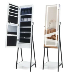 Pastatomas veidrodis-papuošalų spintelė 41x35x160cm., baltos/juodos spalvos