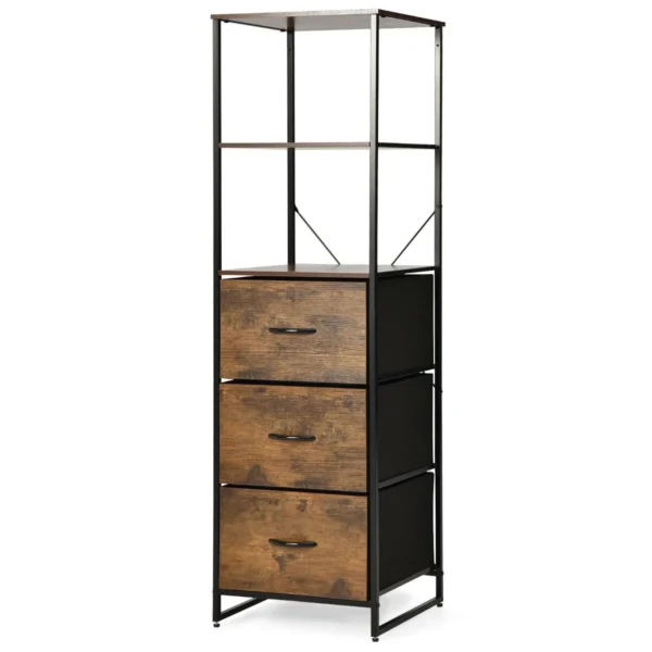 Pastatoma lentyna 43x39x156cm., rudos/juodos spalvos