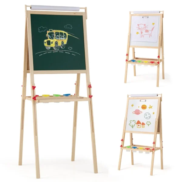 Dvipusė piešimo lenta 54x55x146cm., įvairių spalvų