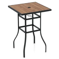Lauko stalas 70x70x102cm., juodos/rudos spalvos