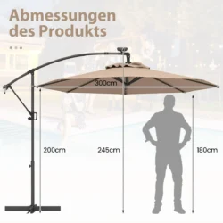 Lauko skėtis 300x245cm., rudos/juodos spalvos