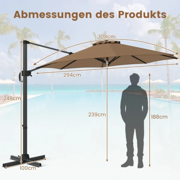 Lauko skėtis 308x248cm., tamsiai rudos/juodos spalvos