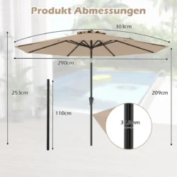 Lauko skėtis 303x253cm., rudos/juodos spalvos