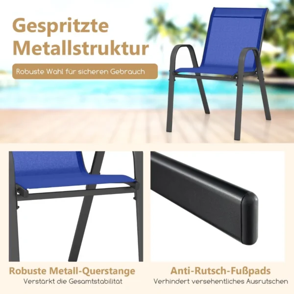 Rinkinys iš 2 sodo kėdžių 56x70x84cm., mėlynos/juodos spalvos