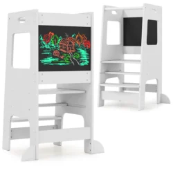 Virtuvės bokštelis 60x49x91,5cm., baltos/juodos spalvos