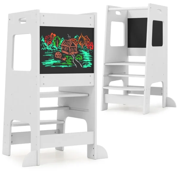 Virtuvės bokštelis 60x49x91,5cm., baltos/juodos spalvos