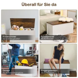 Batų suoliukas 90x45x45,5cm., rudos/baltos spalvos