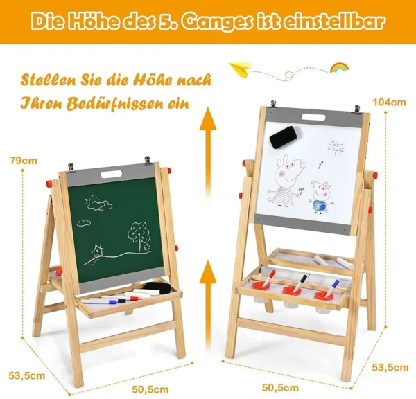 Dvipusė piešimo lenta 50,5x53,5x104cm., įvairių spalvų