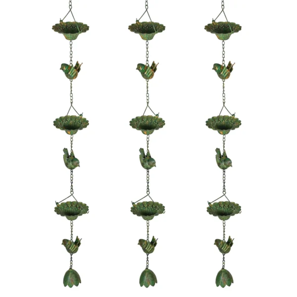 Rinkinys iš 3 sodo dekoracijų Outsunny 12x12x123cm., žalios spalvos