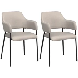 Rinkinys iš 2 kėdžių Homcom 54x54x84cm., smėlio/juodos spalvos