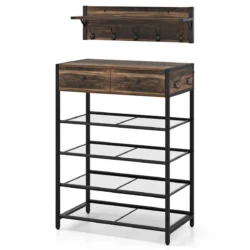 Batų lentyna 64x35x86cm., rudos/juodos spalvos