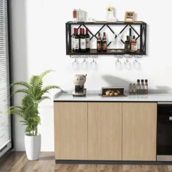 Vyno lentyna 100x25x45cm., rudos/juodos spalvos