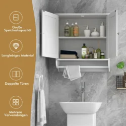 Vonios sieninė spintelė 60x21x61cm., baltos spalvos