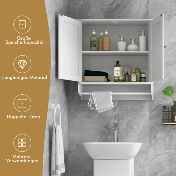 Vonios sieninė spintelė 60x21x61cm., baltos spalvos