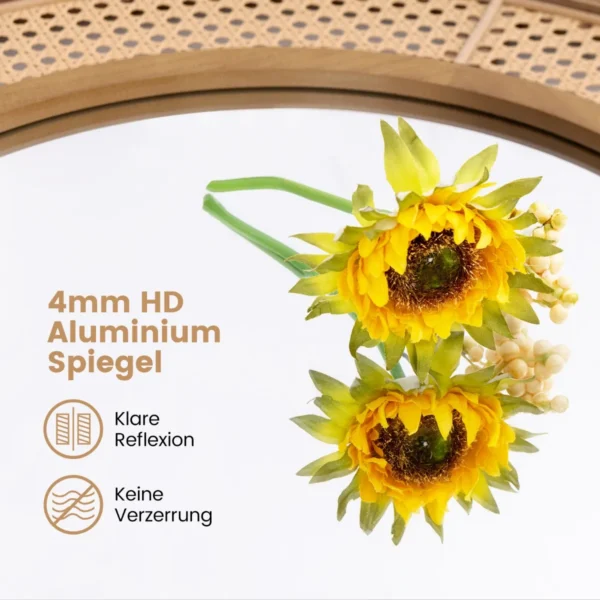 Sieninis veidrodis 65x65x1,5cm., šviesiai rudos spalvos