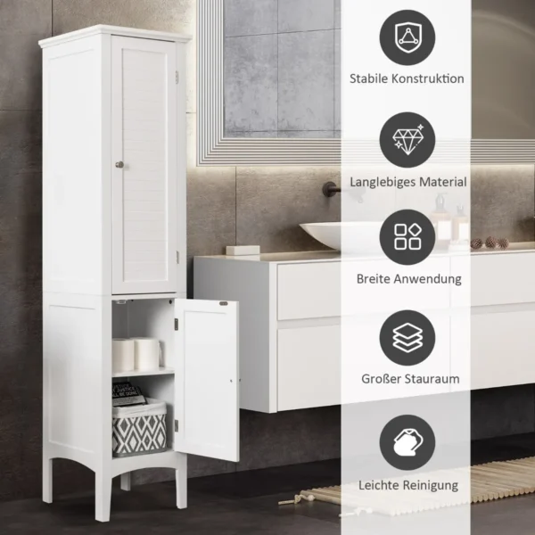 Vonios spintelė 37x37x160cm., baltos spalvos