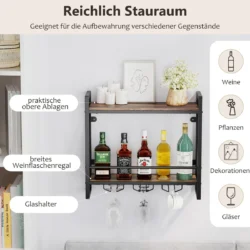 Vyno lentyna 60x20x55cm., rudos/juodos spalvos