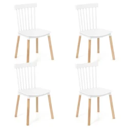 Rinkinys iš 4 valgomojo kėdžių 51,5x48x83cm., baltos/šviesiai rudos spalvos