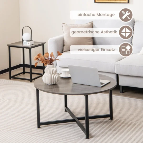 Rinkinys iš 3 kavos staliukų, juodos/pilkos spalvos