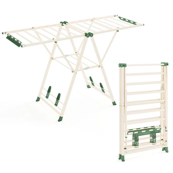 Skalbinių džiovyklė 163x56x158cm., smėlio/žalios spalvos
