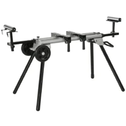 Darbo stalas skersinio pjovimo staklėms Durhand 245x73x96cm., juodos/sidabrinės spalvos