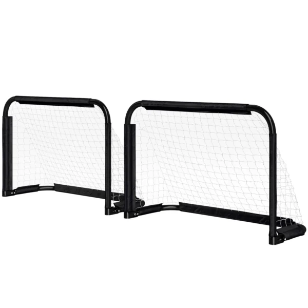Rinkinys iš 2 futbolo vartų Homcom 90x36x60cm., juodos spalvos