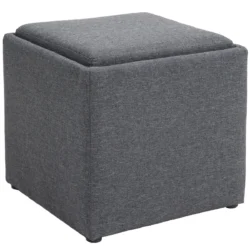 Pufas su daiktadėžė Homcom 42x42x41cm., pilkos spalvos