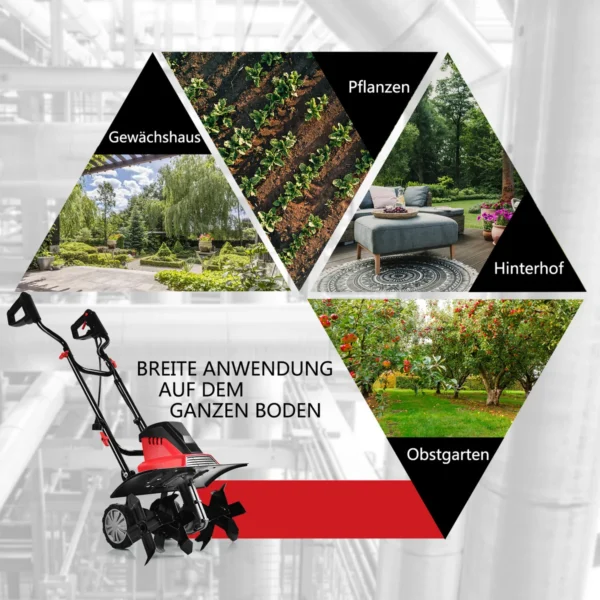 Elektrinis kultivatorius 104,5x100x45,5cm., juodos/raudonos spalvos