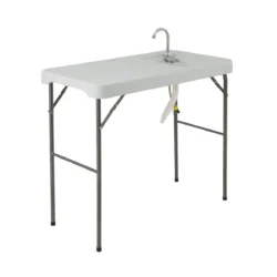 Turistinis sulankstomas stalas 108x58x93cm., baltos/pilkos spalvos