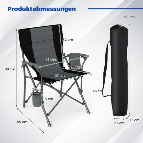 1xcampingstuhlfaltbarklappstuhlmitbecherhalterseitentascheklappbarerangelstuhl160kgtragfhigkeit_image_2.webp