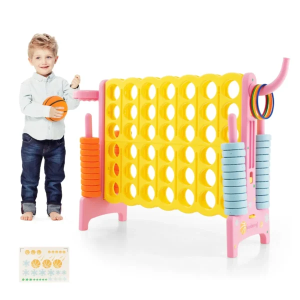 4-gewinnt-spielset-sp38111pi.webp Lauko žaidimas keturis iš eilės 120x33x78,5cm., geltonos/rožinės spalvos